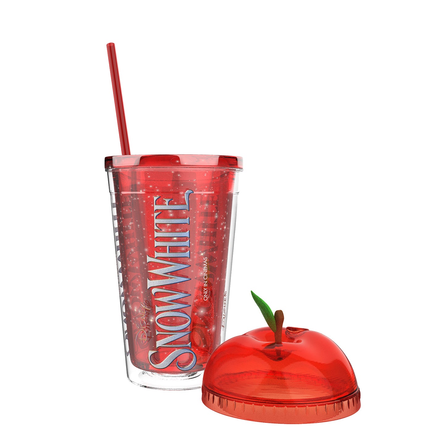 Snow White Glitter Apple Dome Lid Tumbler