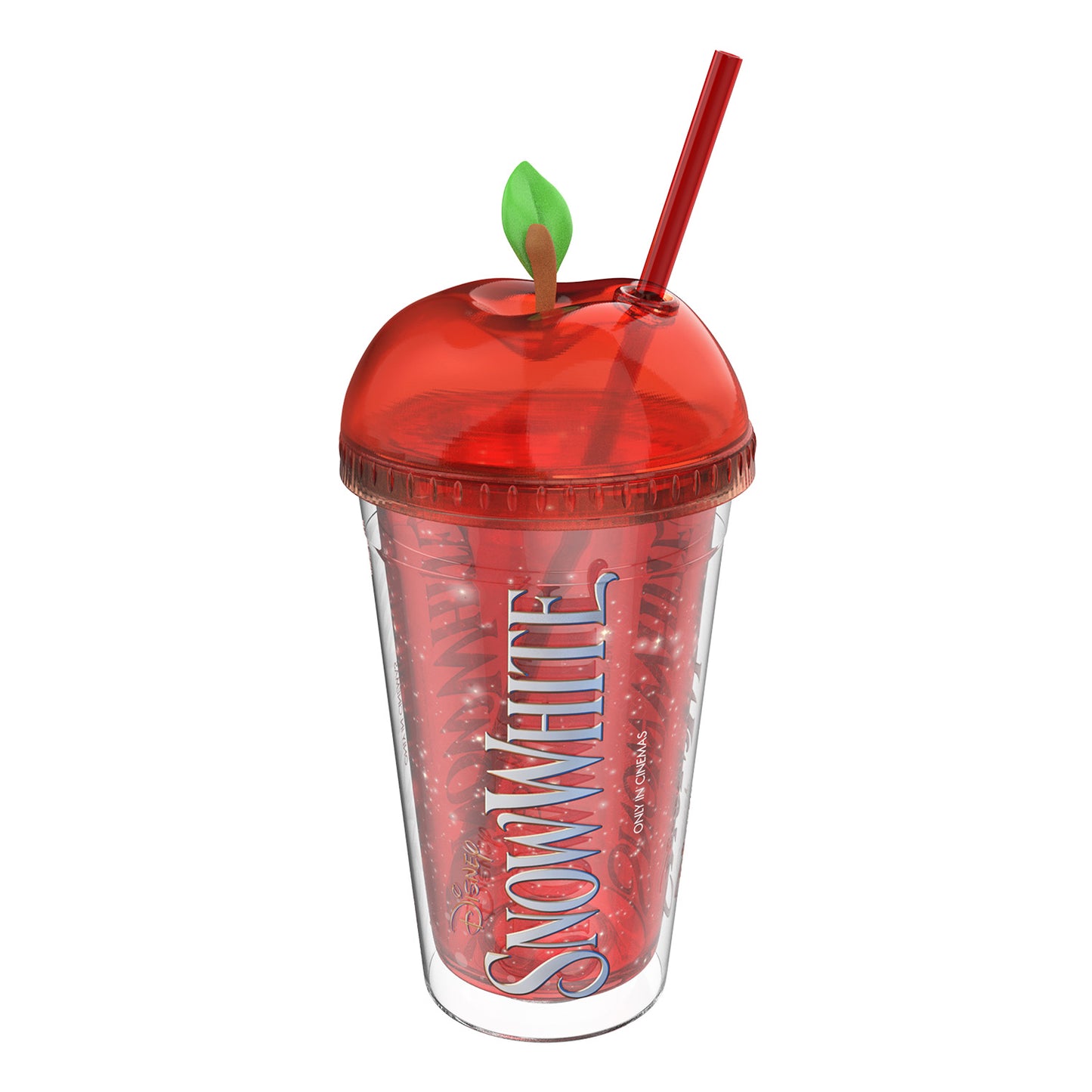 Snow White Glitter Apple Dome Lid Tumbler