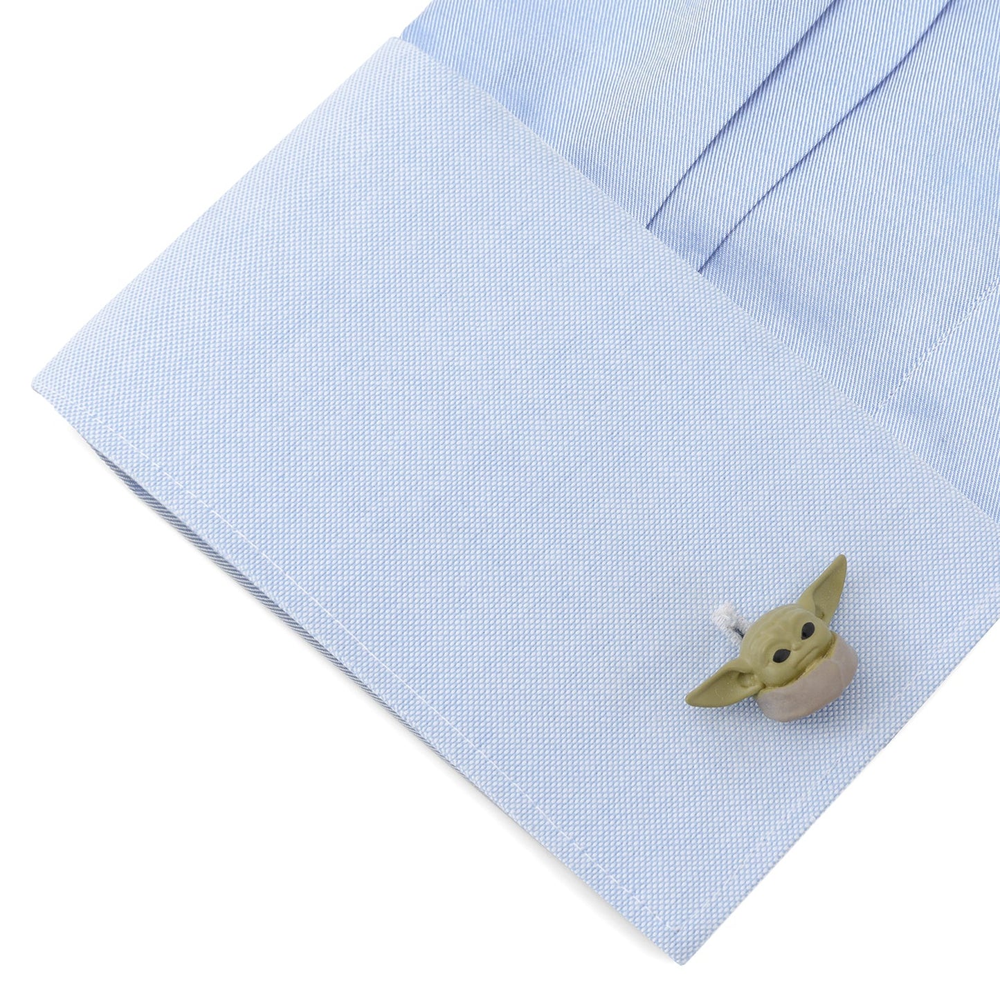 The reverse side of the cufflink showing the swivel back with the debossed Star Wars logo and black enamel.