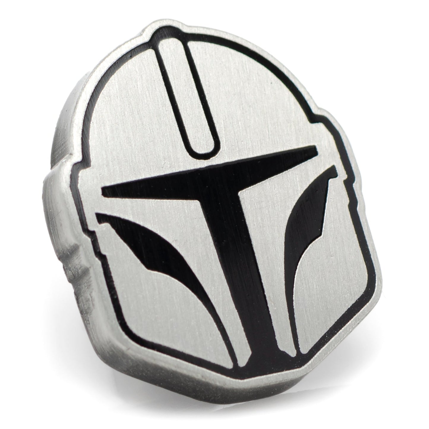 Star Wars Mandalorian Mando Helmet Lapel Pin front view showing T-visor detail