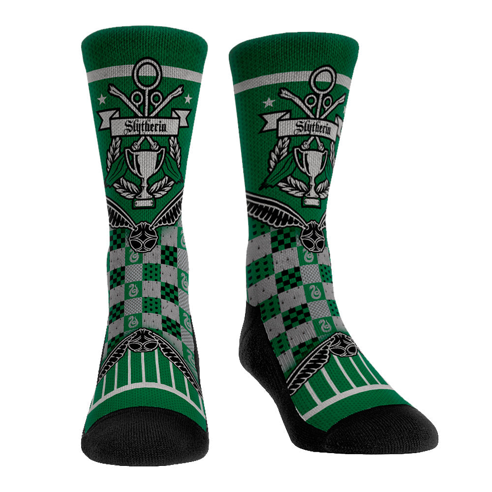 Harry Potter Slytherin Quidditch Cup Banner Socks in green and silver