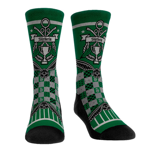 Harry Potter Slytherin Quidditch Cup Banner Socks in green and silver