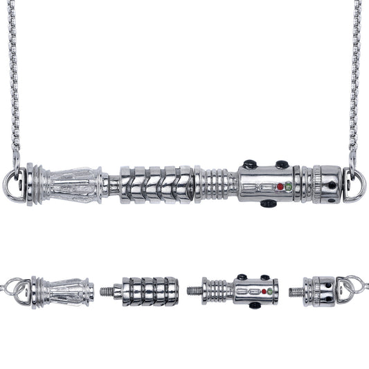 Star Wars x RockLove Elemental Nature Lightsaber Necklace, assembled hilt on white background