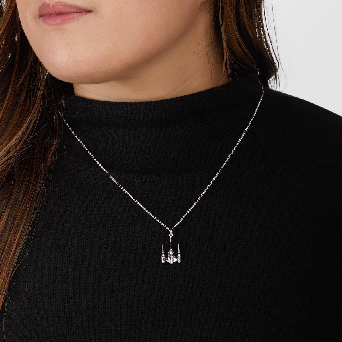 Star Wars x RockLove Naboo N-1 Starfighter Necklace on an adjustable cable chain