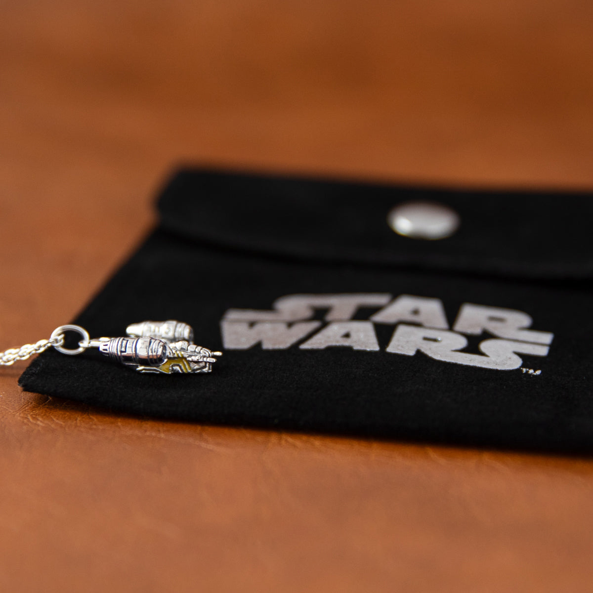 Mandalorian inspired sterling silver ship pendant for Star Wars fans