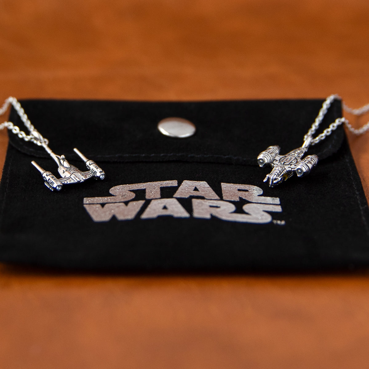 Back view of the sterling silver Naboo N-1 Starfighter necklace pendant