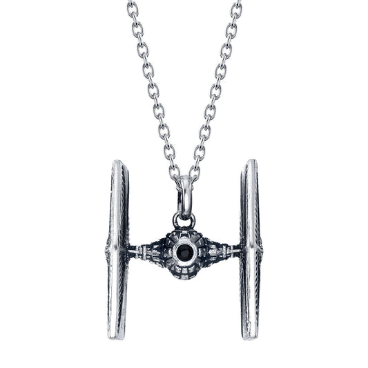 Star Wars x RockLove TIE Fighter Sterling Silver Necklace front view