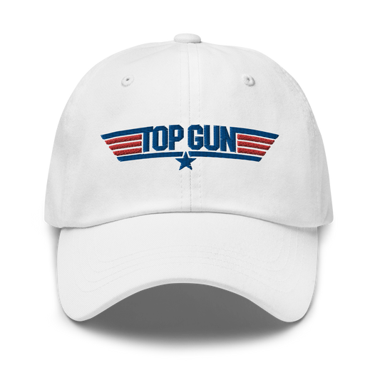 Top Gun Red & Blue Logo Classic Dad Hat White