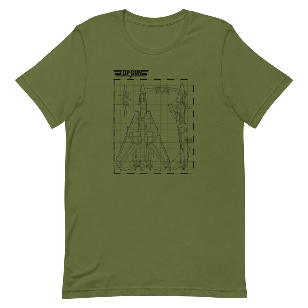 Top Gun Fighter Jet Schematics Unisex Premium T-Shirt Olive