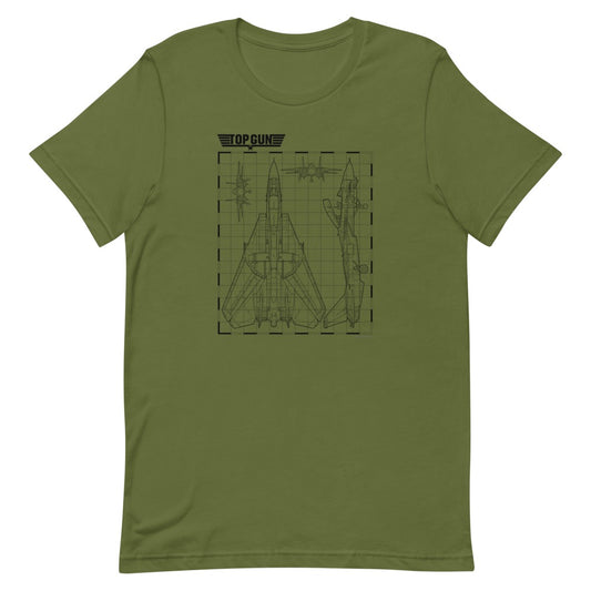 Top gun fighter jet schematics t-shirt - olive