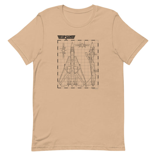 Top gun fighter jet schematics t-shirt - soft cream