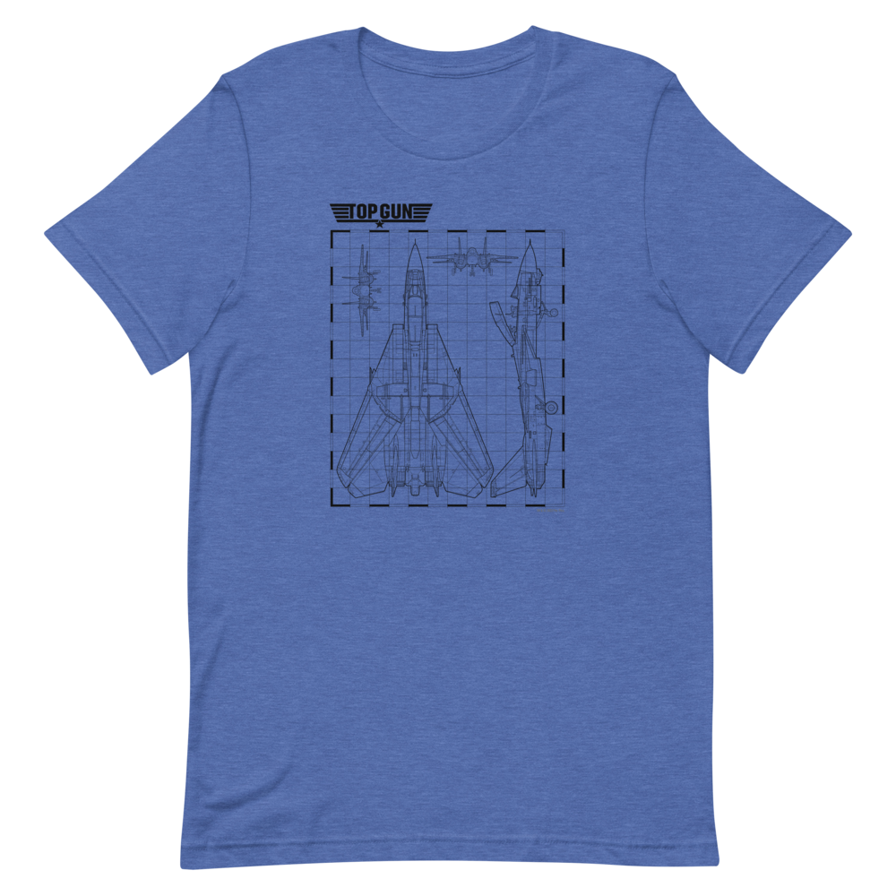 Top Gun Fighter Jet Schematics Unisex Premium T-Shirt Heather True Royal