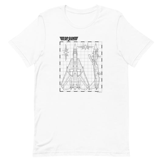 Top gun fighter jet schematics t-shirt - white