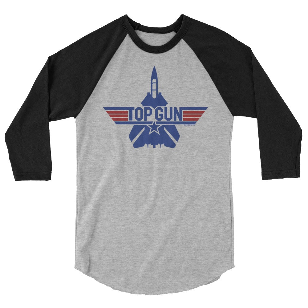 Top Gun Unisex 3/4 Sleeve Raglan Shirt Heather Grey/black