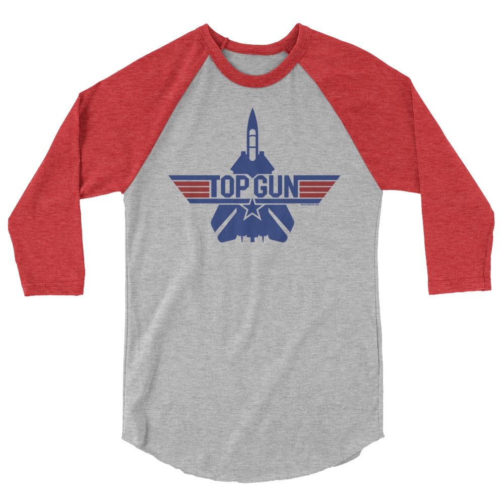 Top Gun Unisex 3/4 Sleeve Raglan Shirt Heather Grey/heather Red