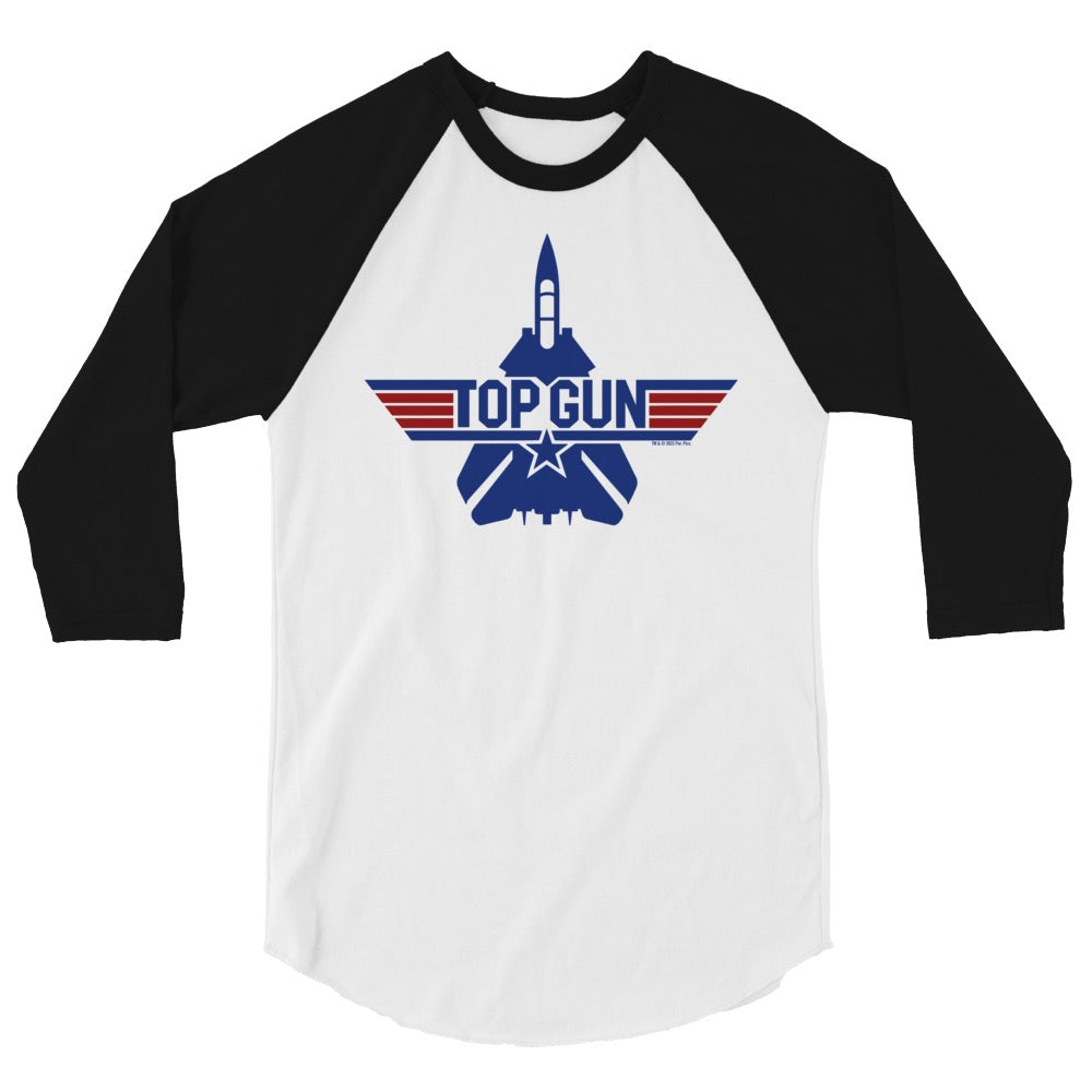 Top Gun Unisex 3/4 Sleeve Raglan Shirt White/black