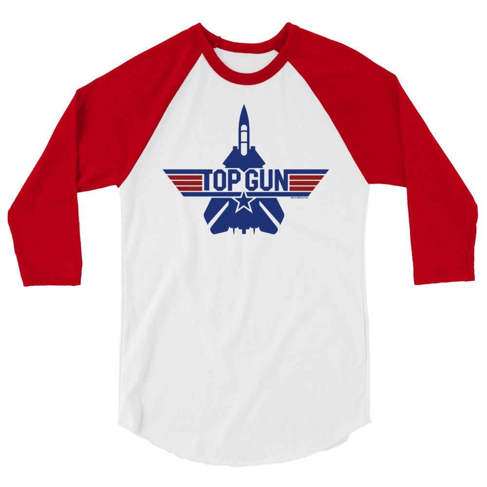 Top Gun Unisex 3/4 Sleeve Raglan Shirt White/red