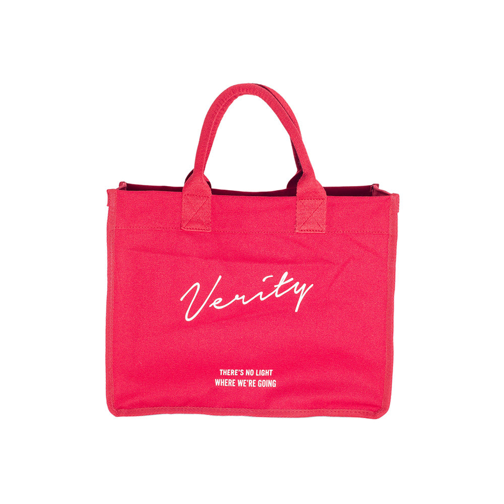 Close-up view of the durable cotton canvas fabric texture on the Verity tote bag