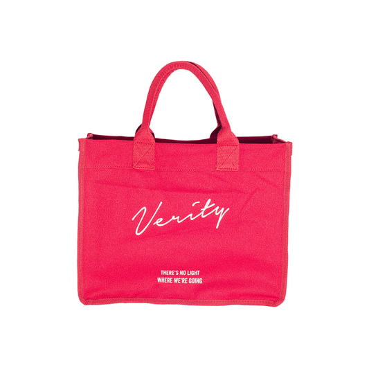 Close-up view of the durable cotton canvas fabric texture on the Verity tote bag