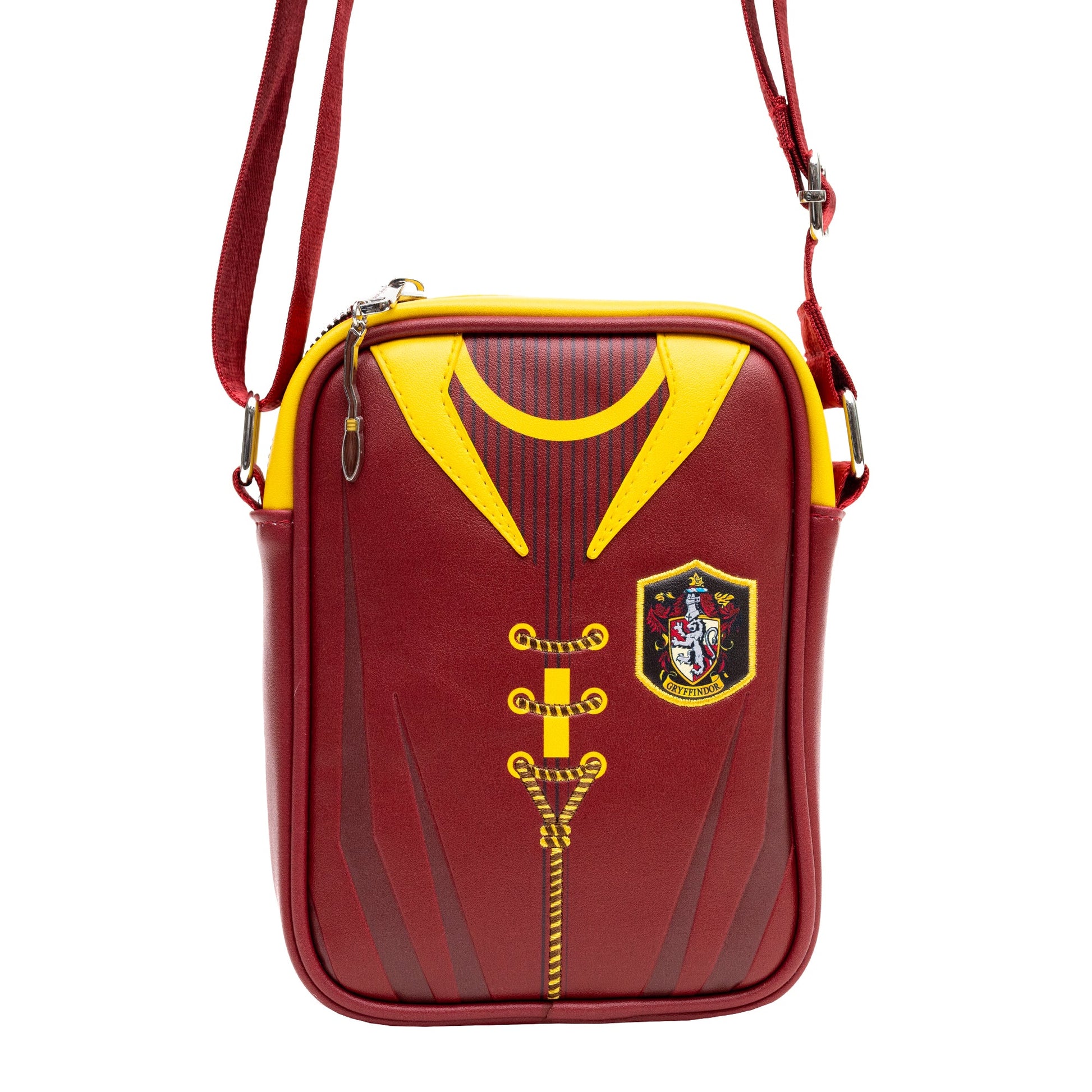 Gryffindor house colors and Quidditch uniform design on crossbody bag