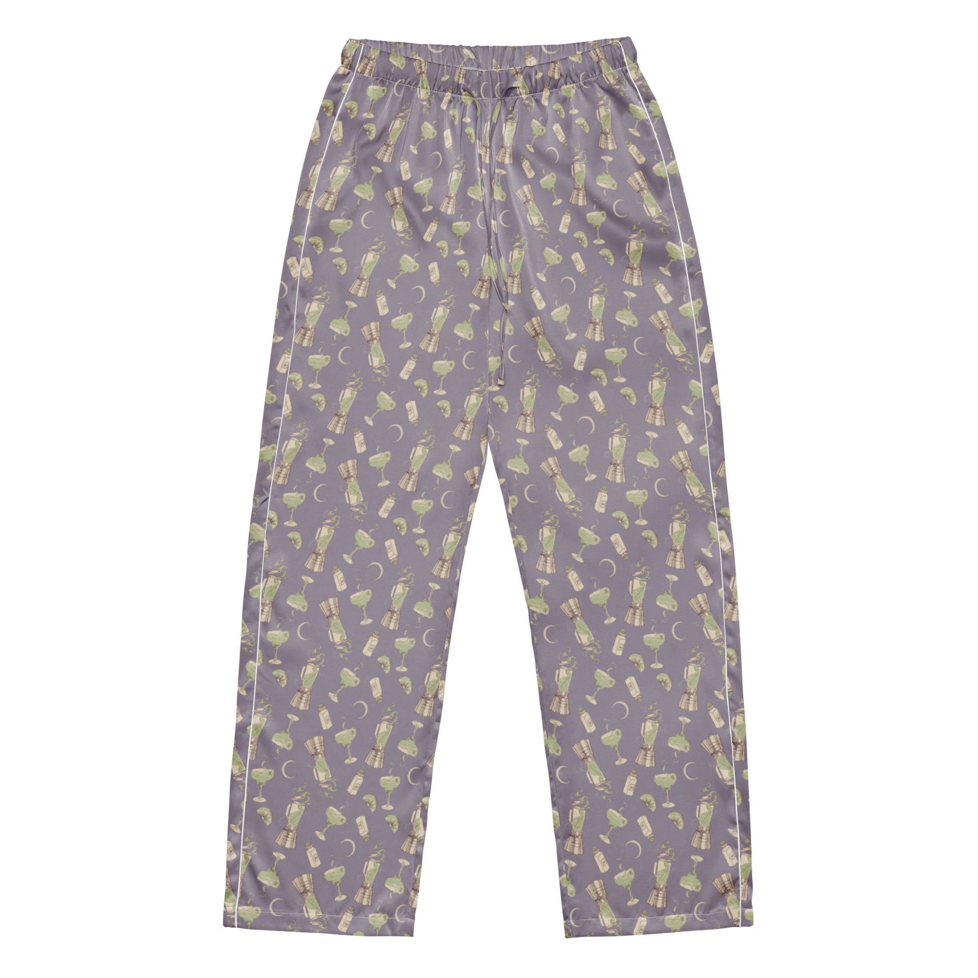 Close-up of the festive margarita design on Practical Magic lounge pants