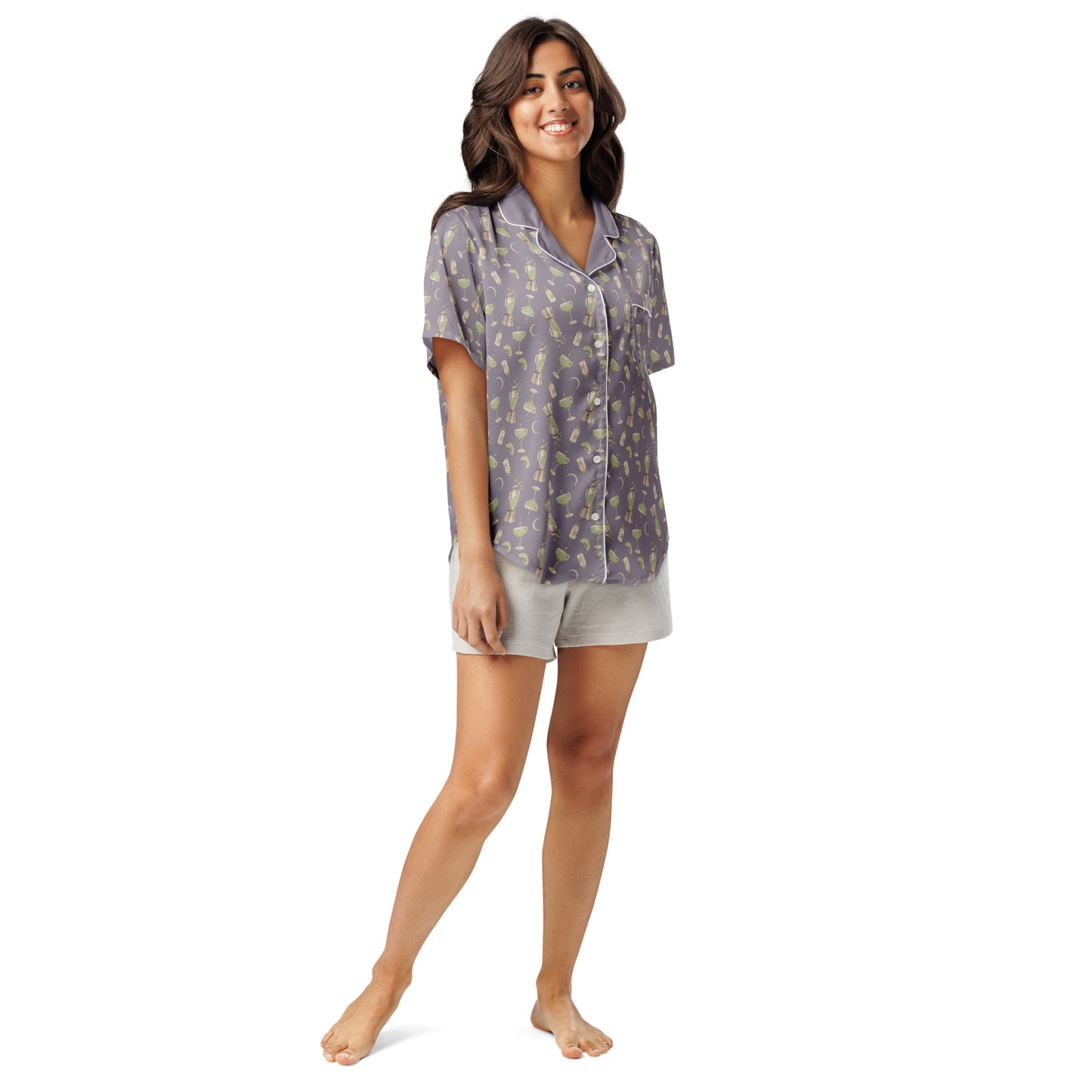 Close up of the margarita graphic print on the Practical Magic 2 pajama top.
