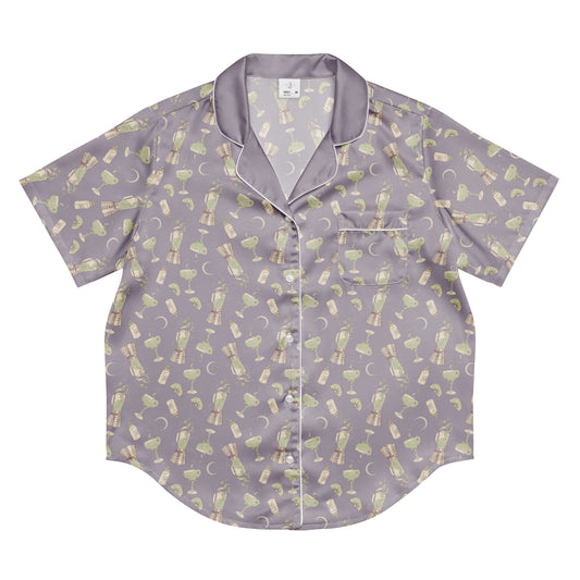 Practical Magic 2 pajama top featuring a margarita pattern on a dark background.