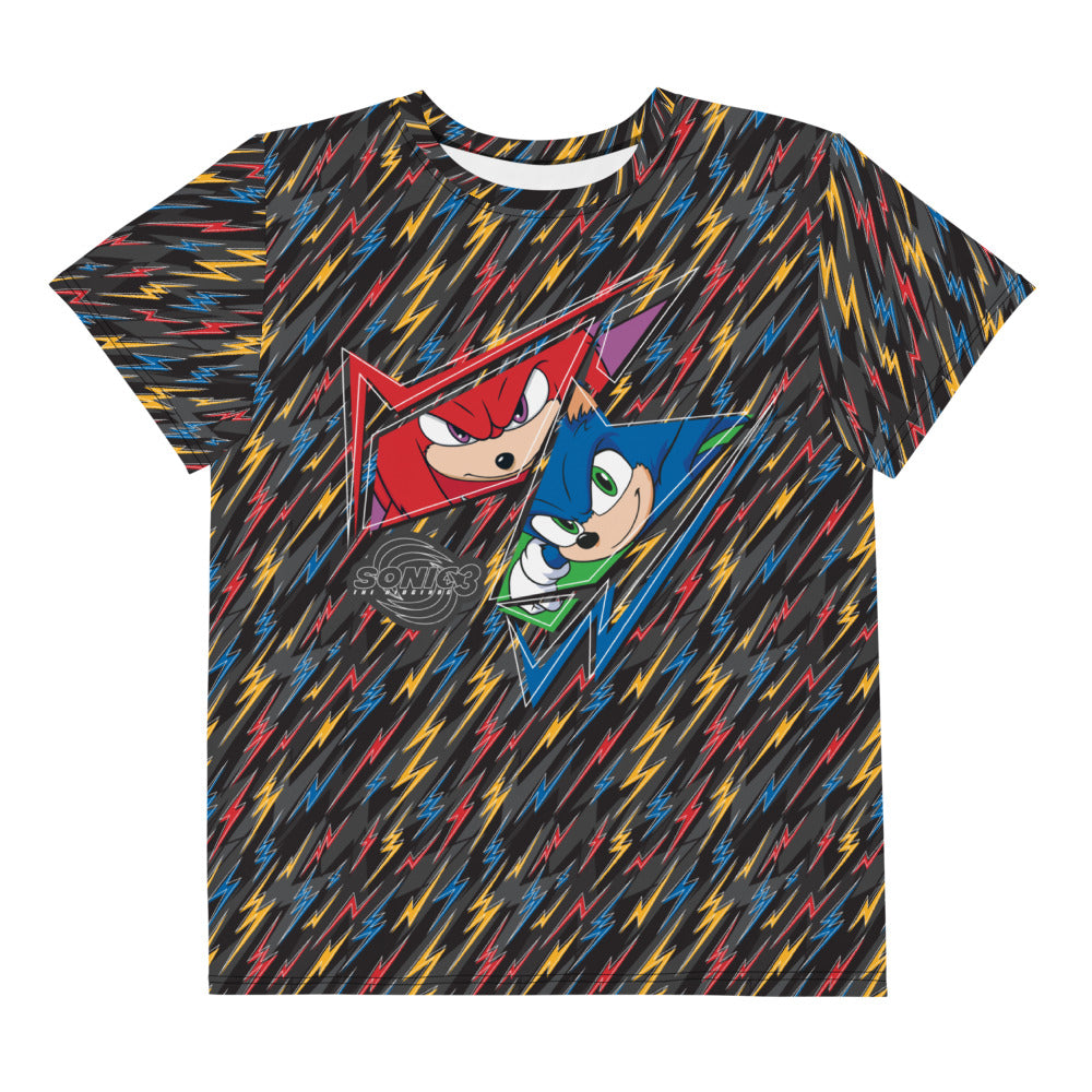 Sonic the Hedgehog 3 Lightning Sonic & Knuckles Youth All Over Print T-Shirt