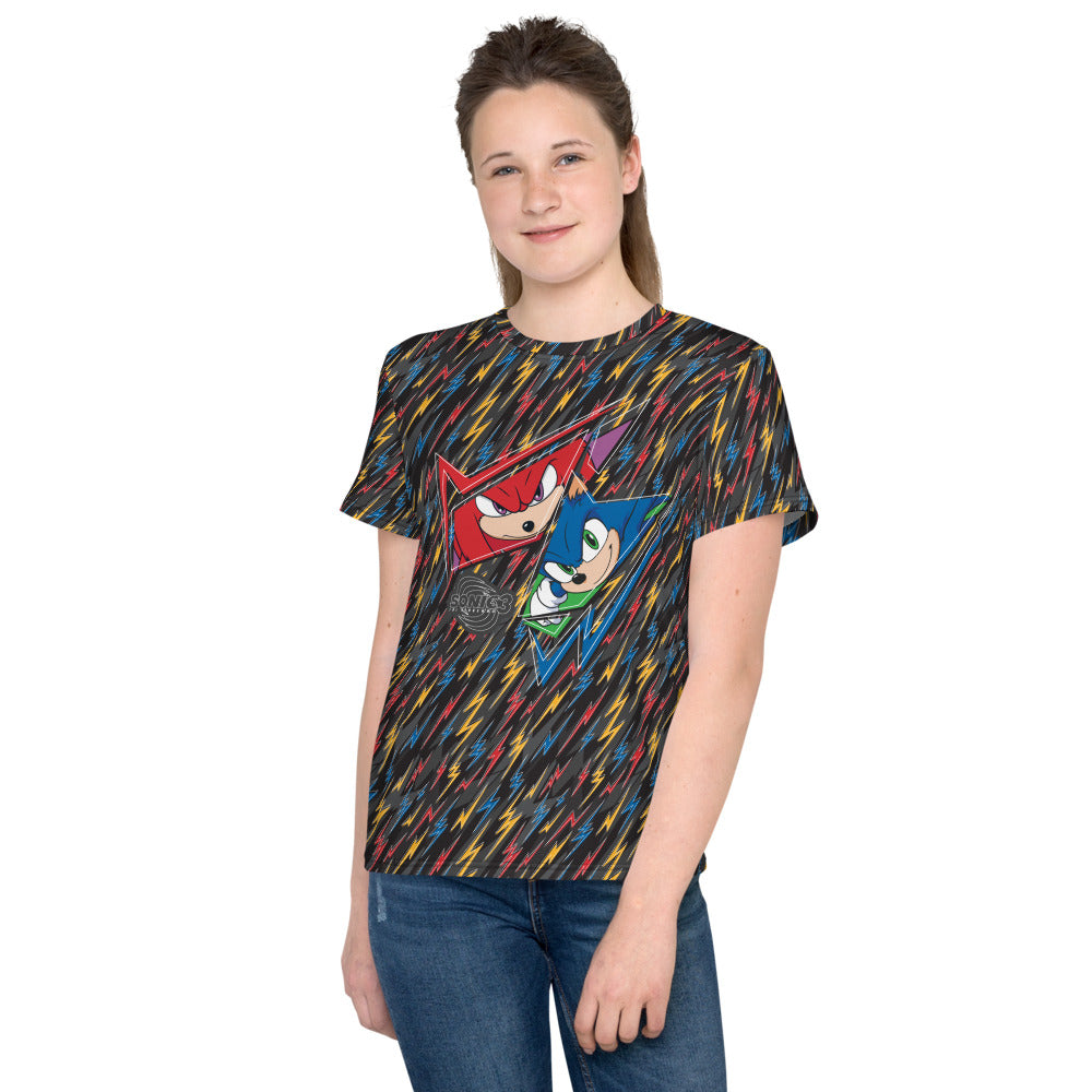 Sonic the Hedgehog 3 Lightning Sonic & Knuckles Youth All Over Print T-Shirt