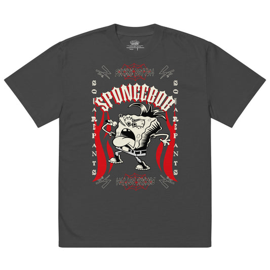 SpongeBob SquarePants Punk Rock Faded T-Shirt Faded Black