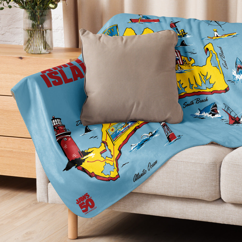 Jaws 50th Anniversary Amity Island Sherpa Blanket – Cinemark Shop