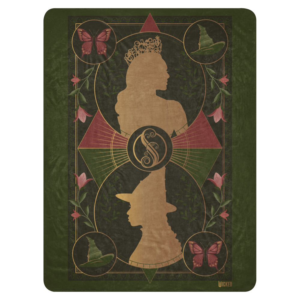 Wicked Enchanted Elements Elphaba & Glinda Sherpa Blanket 60 in x 80 in