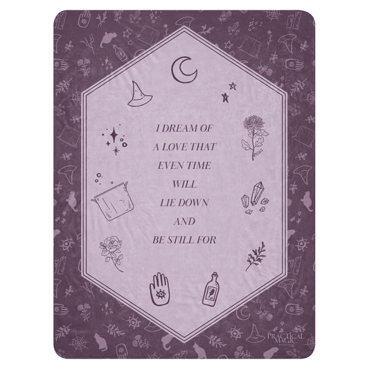 Practical Magic A Dream Of Love sherpa blanket showing the full mystical design.