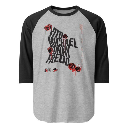 The godfather names 3/4 sleeve raglan shirt - heather grey/black