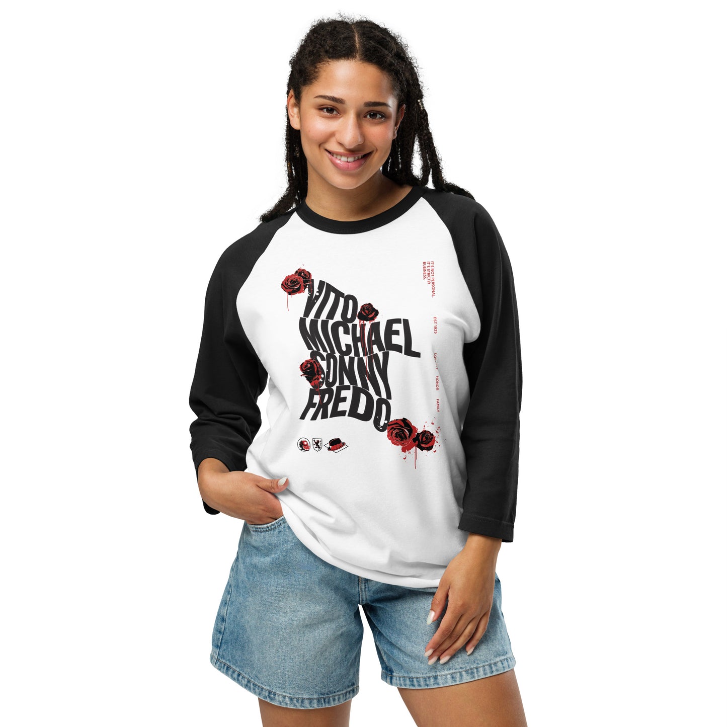 The Godfather Names 3/4 Sleeve Raglan Shirt