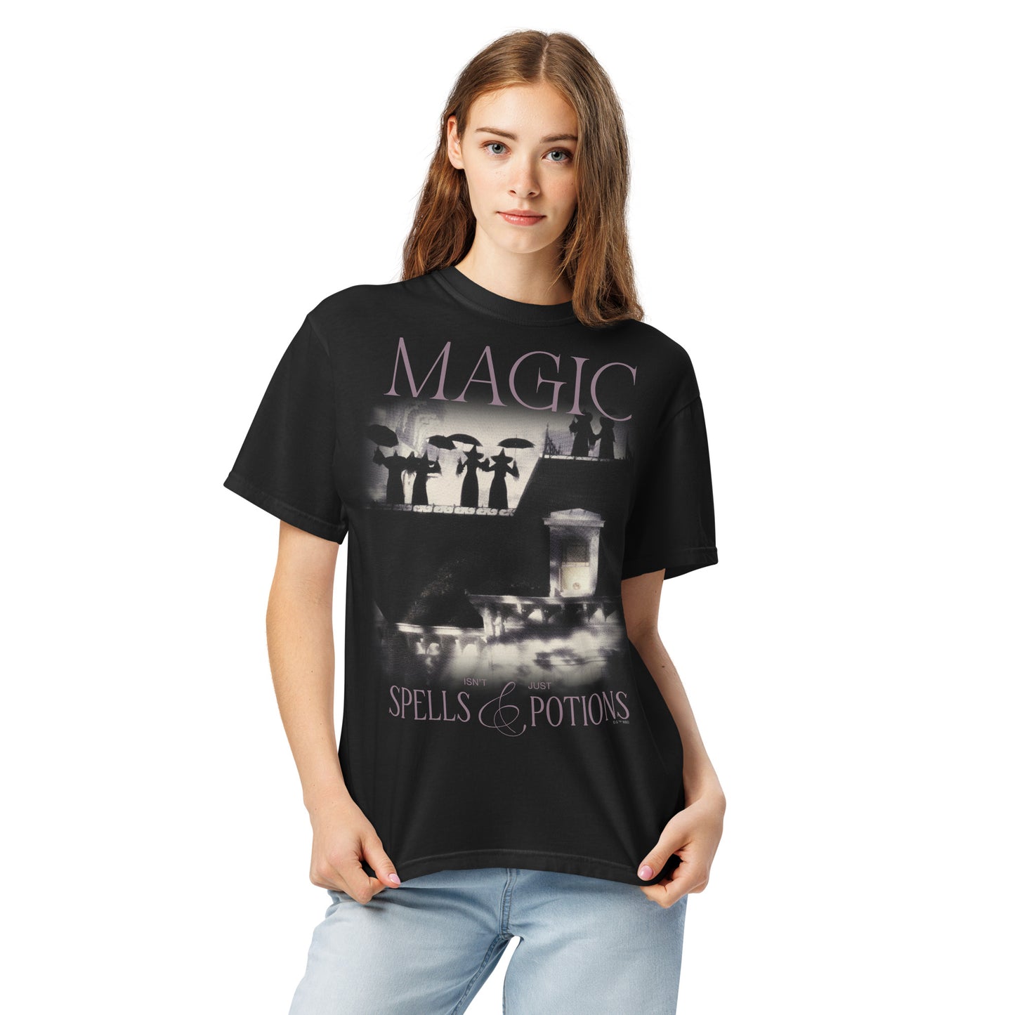 Close up of Practical Magic movie quote design on fabric