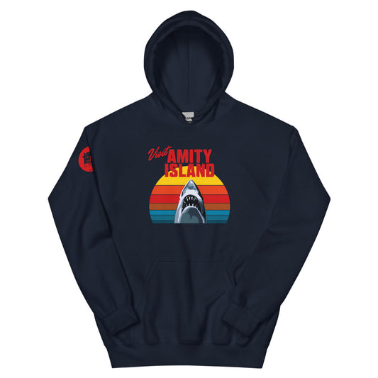 Jaws 50th Anniversary Visit Amity Island Hoodie Navy