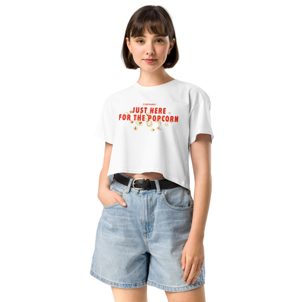 Cinemark Women's Cropped T-Shirt "Just Here For The Popcorn"