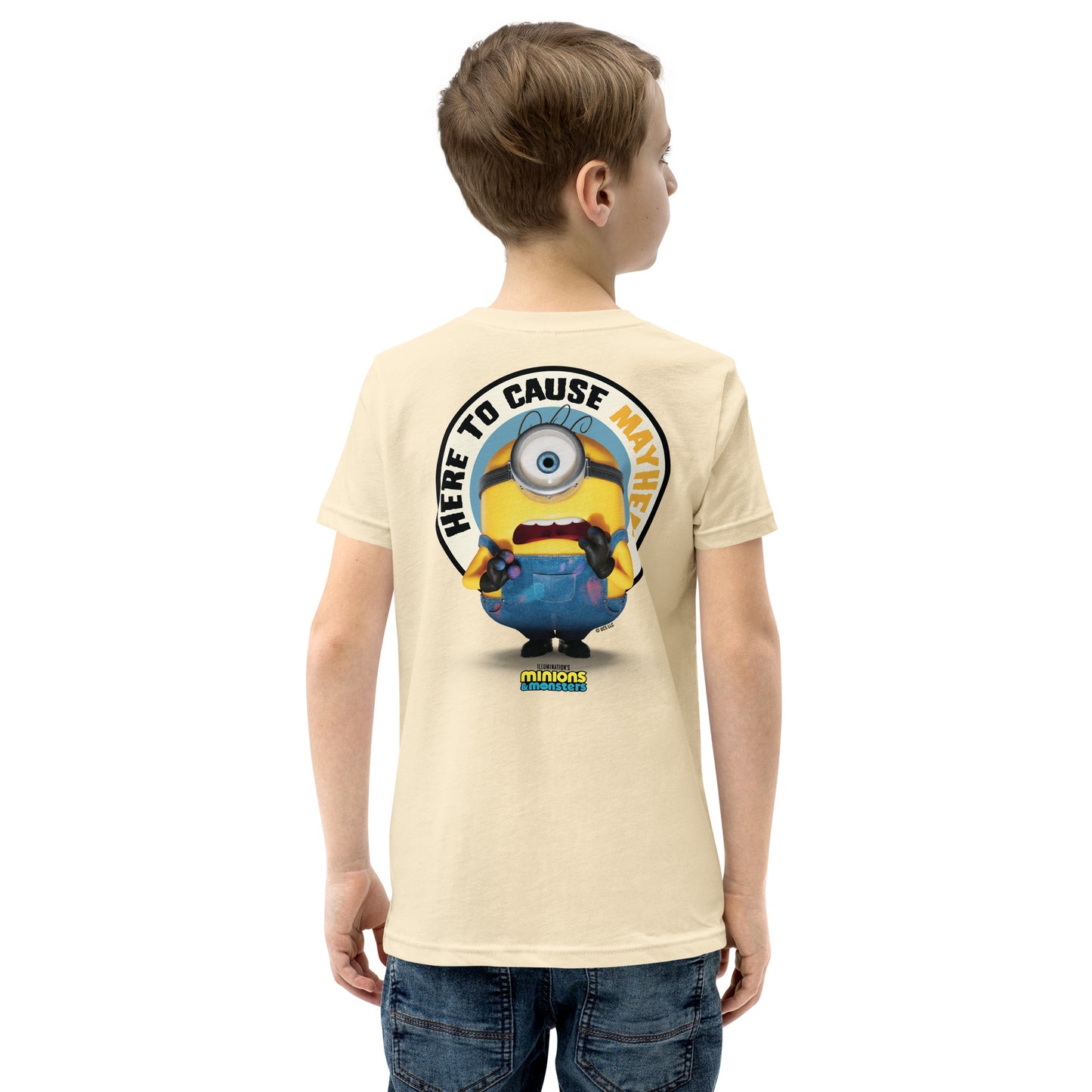 Minions & Monsters Personalized Kids T-Shirt Here to Cause Mayhem