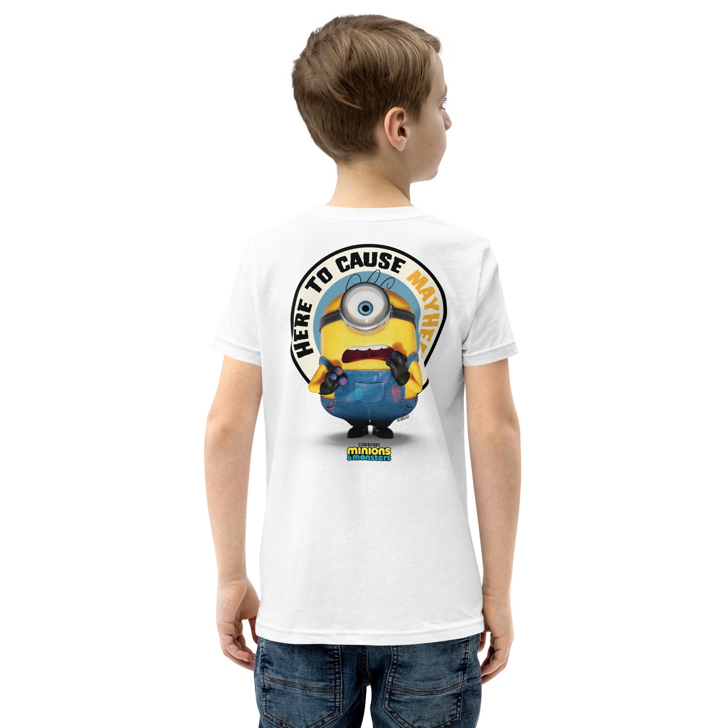 Minions & Monsters Personalized Kids T-Shirt Here to Cause Mayhem